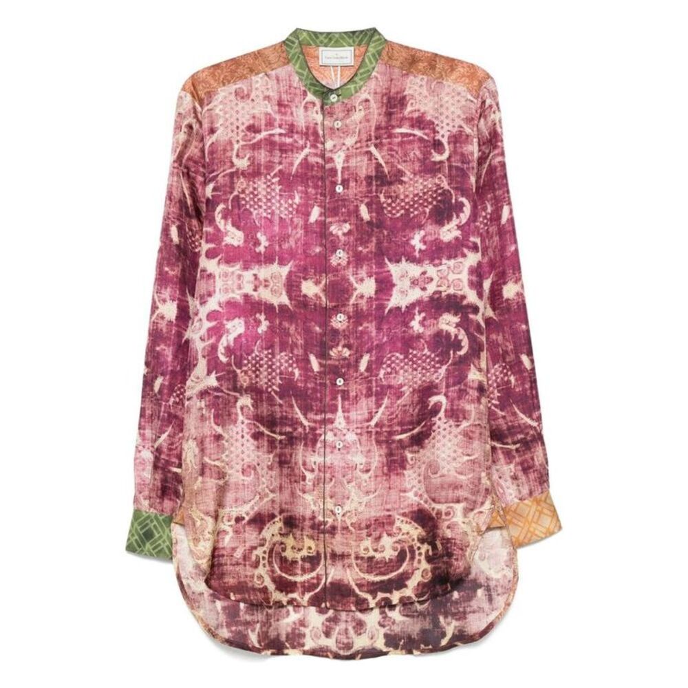 PIERRE LOUIS MASCIA Printed Band Collar Shirt Women PURPLE Shirts